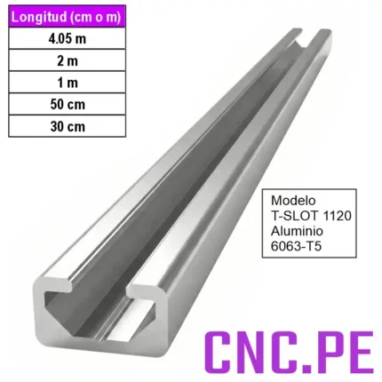 Perfil de aluminio 1120 (11x20mm). Disponible en diferentes longitudes: 4.05m, 2m, 1m, 50cm y 30cm.