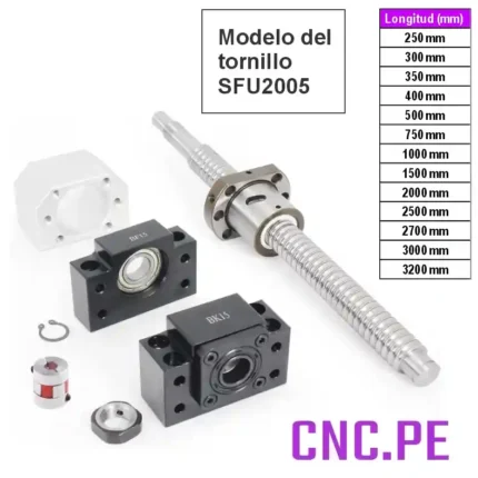 Kit tornillo de bolas, alta precisión, durabilidad y eficiencia para sistemas CNC y automatización.