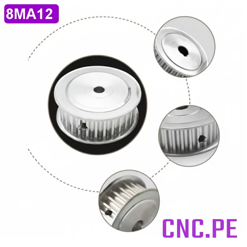 8MA12 Polea HTD-8M de 30 dientes para eje de 22 mm con canal chavetero de 6 mm.