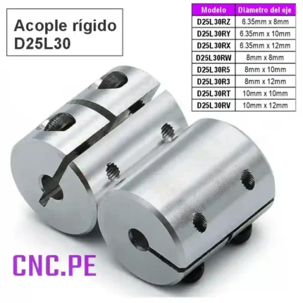 Acople rígido ideal para CNC, robótica e impresoras 3D.