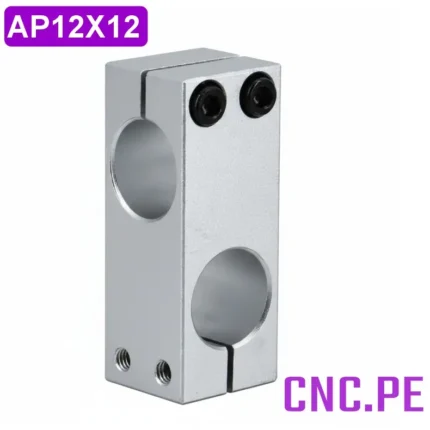 Abrazadera de fijación perpendicular 12x12mm en aluminio. Ideal para sujetar tubos o barras en sistemas CNC y estructuras.