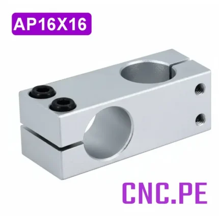 Abrazadera de fijación 16x16mm de aluminio. Ideal para sujetar barras o tubos en estructuras CNC, robótica y automatización.
