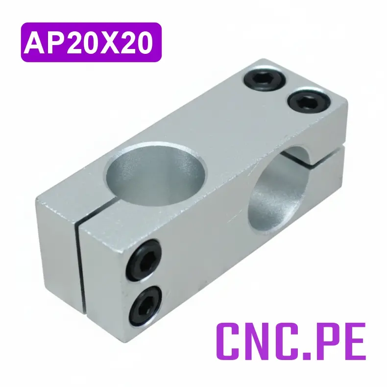 AP20X20 Abrazadera de fijación 20x20mm en aluminio. Ideal para sujetar tubos o barras.