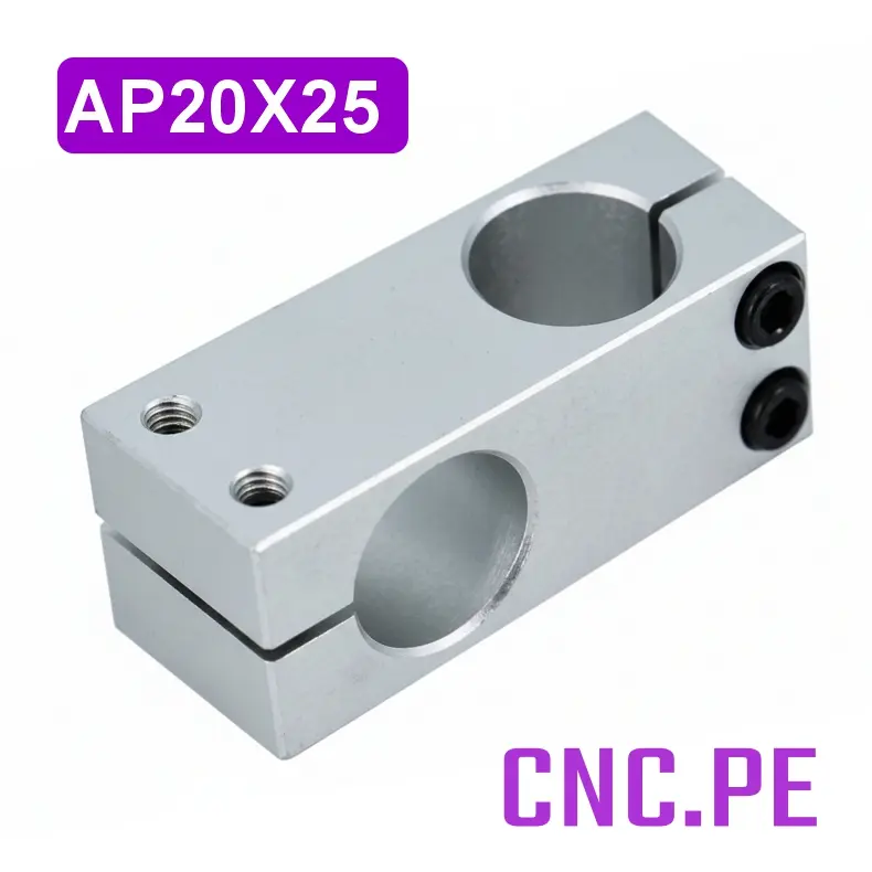 AP20X25 Abrazadera de fijación 20x25mm en aluminio. Ideal para sujetar tubos y barras.