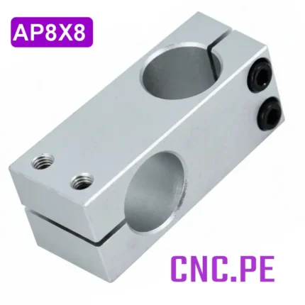 Abrazadera de fijación 8x8mm de aluminio. Ideal para sujetar barras o tubos en sistemas CNC, robótica y automatización.