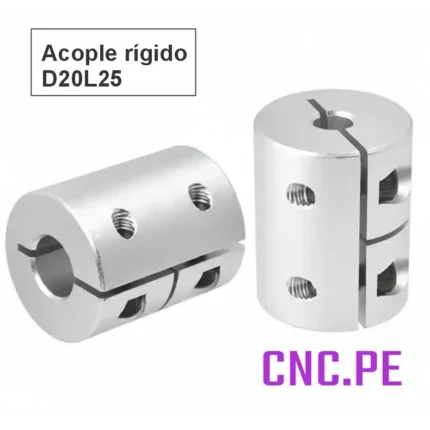Acople rígido D20L25, para conectar ejes de 5mm, 8mm y 10mm