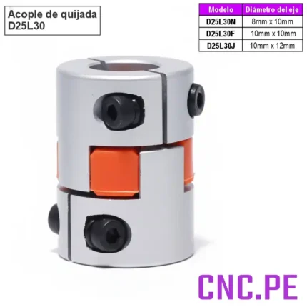 Acople de quijada para conectar ejes de 8mm, 10mm y 12mm en sistemas CNC, impresoras 3D y automatización