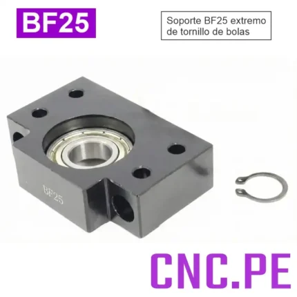 Soporte BF25. Alta rigidez, incluye anillo de retención. Ideal para CNC y automatización.