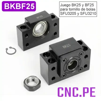Juego de BK25 y BF25. Alta rigidez, precisión axial y estabilidad para máquinas CNC industriales.