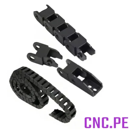 Cadena portacable de 15mm con secciones de 15x15 a 15x40mm, 1 metro de largo y radio de curvatura 38mm. Ideales para CNC.