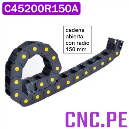Cadena portacable 45x200 Ideal para CNC y automatización industrial. Mayor radio de curvatura, menor estrés en cables y alta durabilidad.
