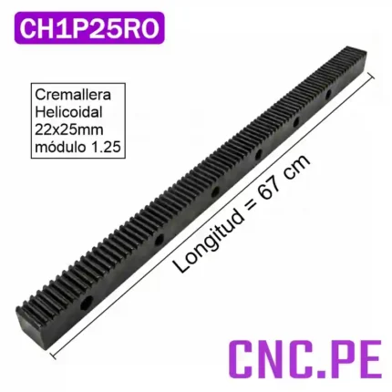 Cremallera helicoidal 22x25mm módulo 1.25 Alta rigidez, mejor acabado y fácil unión.