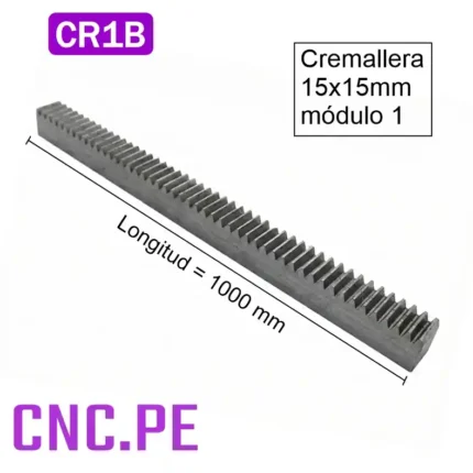 Cremallera 15x15mm ideal para CNC de largo recorrido, alta rigidez, sin pandeo. Uso industrial.