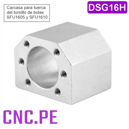 Carcasa DSG16H. Alojamiento de precisión que asegura la tuerca al eje móvil. Ideal para sistemas CNC.