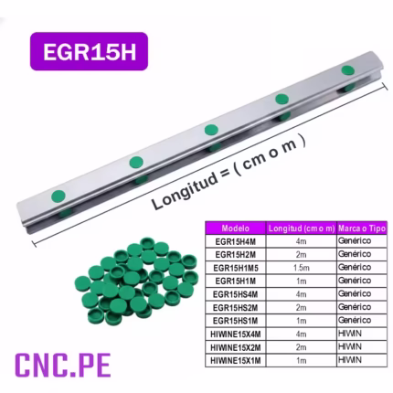 Guía lineal cuadrada EGR15 clase H para sistemas CNC y automatización.
