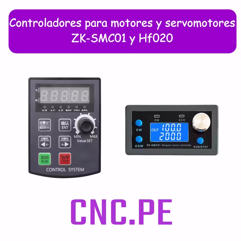 Controladores para motores y servomotores: ZK-SMC01 y HF020 Descubre los controladores autónomos ZK-SMC01 y HF020, ideales para motores paso a paso y servomotores. Configura velocidad, distancia y micropasos sin PC. Perfectos para automatización, CNC y secuencias repetitivas precisas.