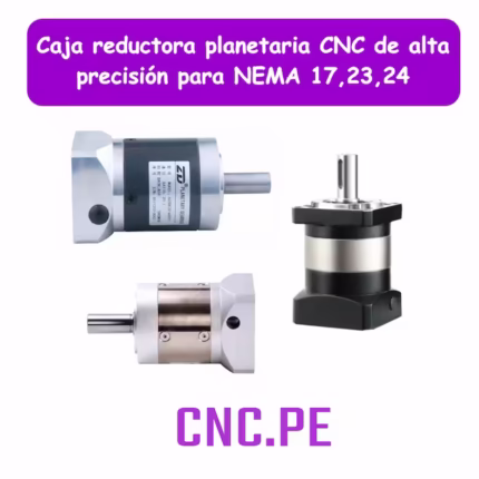 Descubre nuestras cajas reductoras planetarias de alta precisión con relación 5:1, 8:1 y 10:1 para motores paso a paso NEMA 17, 23 y 34. Ideales para aplicaciones CNC y robótica con alto torque.