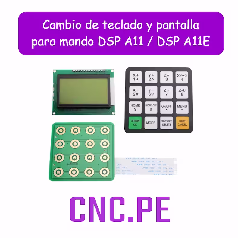 Cambio de teclado y pantalla para mando DSP A11 / DSP A11E Servicio profesional de cambio de teclado, botones y pantalla dañada para mando DSP A11 / DSP A11E. Recupera el control total de tu máquina CNC láser con repuestos originales y mano de obra especializada.