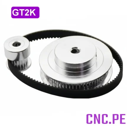 Juego de poleas y faja dentada GT2-6 con combinaciones 20T5-60T8, 20T8-60T5 y 20T6.35-60T10.