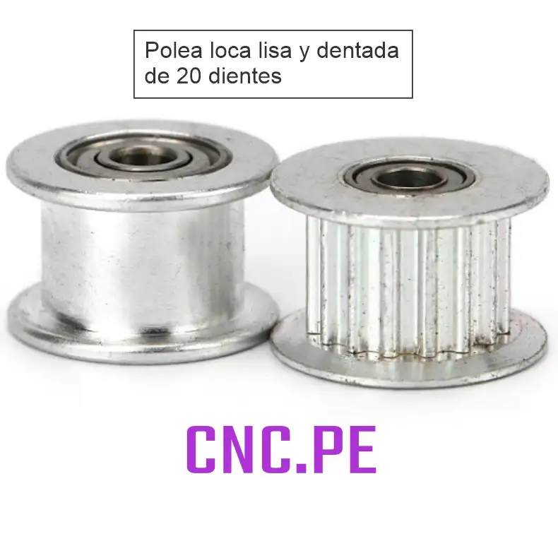 GT2M GENERAL Poleas locas GT2 de 6mm y eje 5mm, versiones dentada y lisa. Ideales para impresoras 3D y routers CNC.