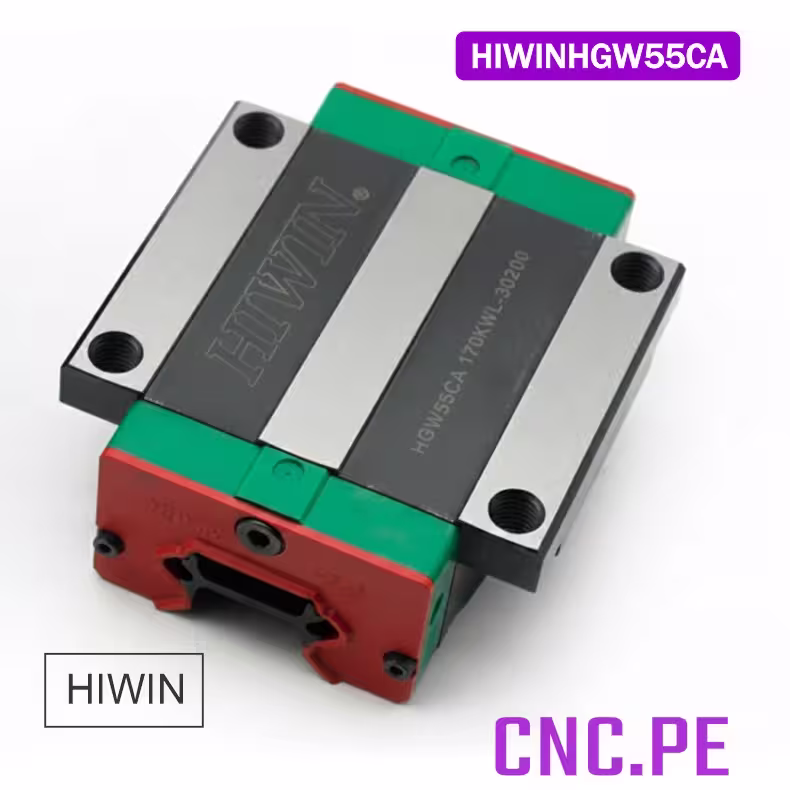 HIWINHGW55CA Rodamiento lineal HIWIN HGW55CA para guía HGR55. Alta precisión, carga pesada y suavidad de desplazamiento.