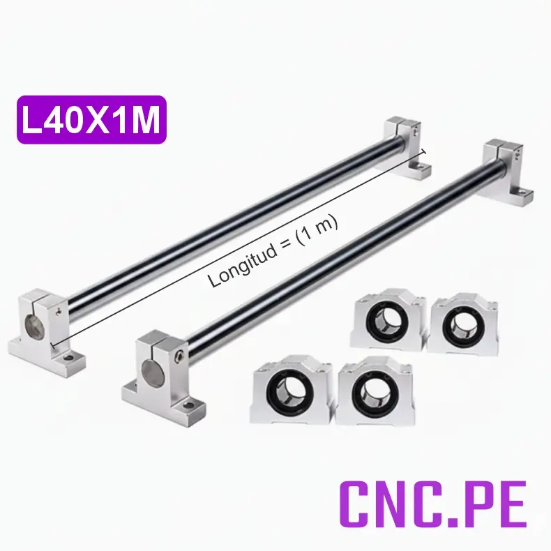 L40X1M Kit WCS40 SK40 SC40UU 1 metro x 40mm con barras, soportes y rodamientos.