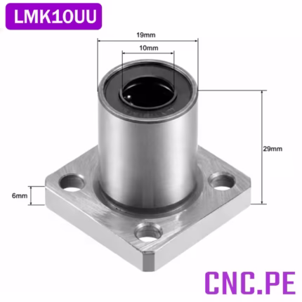 Rodamiento lineal LMK10UU para barras redondas de 10 mm. Ideal para CNC, impresoras 3D y automatización.
