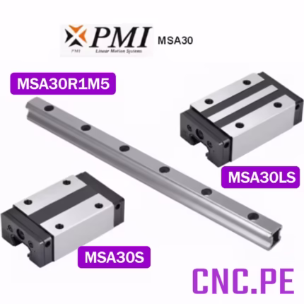 Guía lineal PMI MSA30 y rodamientos MSA30S / MSA30LS. Alta precisión, rigidez y suavidad para sistemas CNC.