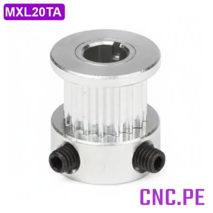 Polea dentada MXL para faja de 5mm y 6 mm, eje de 5 mm con prisioneros.