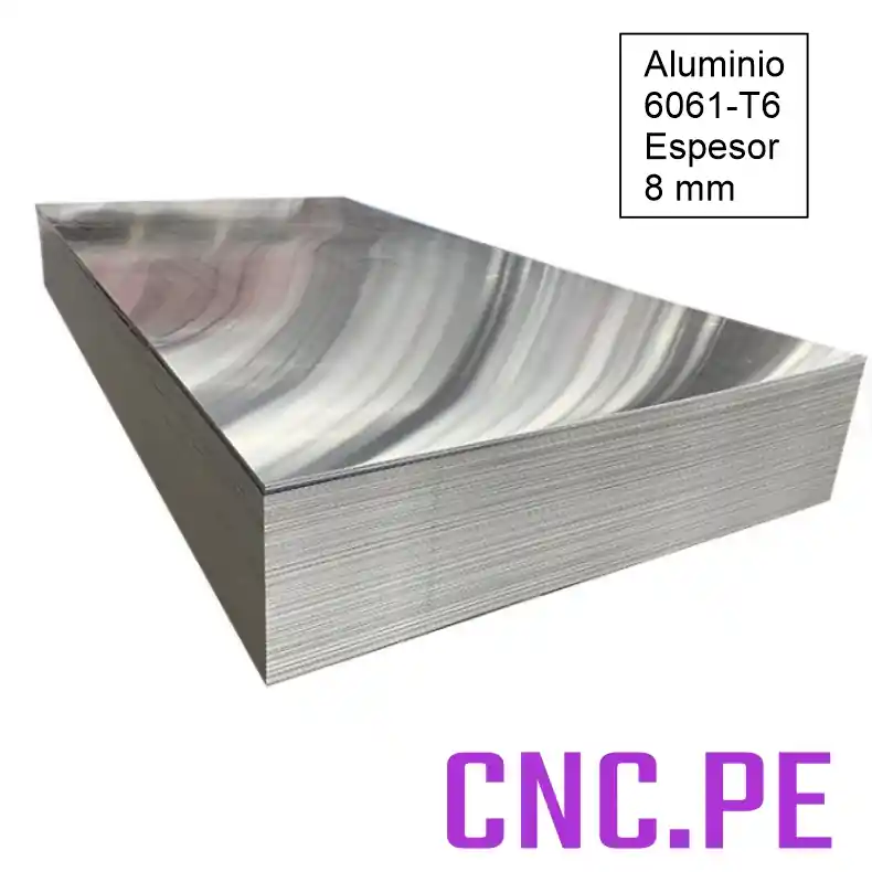 PA8 - Plancha aluminio 6061 8mm | alta rigidez y maquinabilidad Plancha aluminio 6061 8mm. Alta resistencia, maquinabilidad y rigidez, ideales para mecanizado y fabricación de piezas de maquinaria.