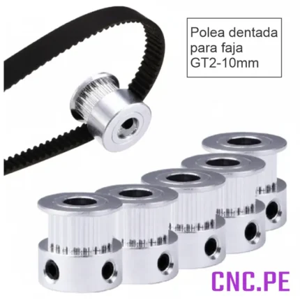 Poleas dentadas GT2-10mm de 20 y 32 dientes, ideales para impresoras 3D, routers CNC y sistemas de transmisión.
