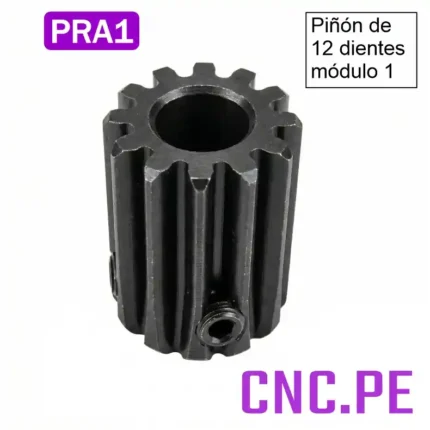 Piñón 12 dientes módulo 1 ideal para CNC, actuadores y sistemas de movimiento lineal.