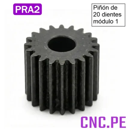 Piñón 20 dientes módulo 1, ideal para motores NEMA 23. Perfecto para CNC, actuadores lineales y sistemas de automatización.