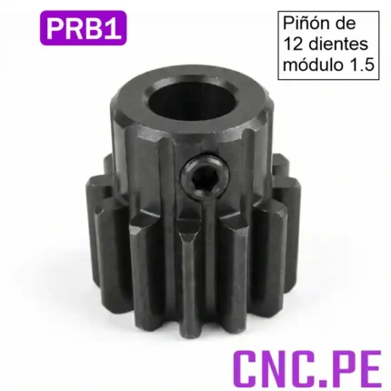 Piñón 12 dientes módulo 1.5 Ideal para motores NEMA 23 en CNC, actuadores lineales y sistemas de movimiento preciso.
