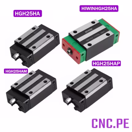 Rodamiento lineal HGH25HA para guía HGR25. Precisión, suavidad y durabilidad en sistemas CNC.