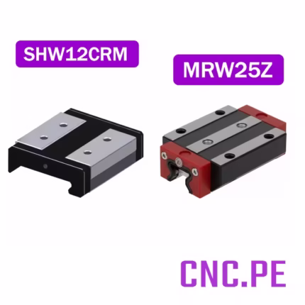 Rodamientos lineales THK SHW12CRM y Schneeberger MRW25-B-G2-V2, ideales para sistemas CNC de precisión.