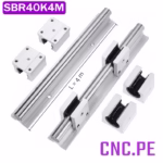 Juego de 2 guías SBR40 de 4 m + 4 rodamientos SBR40UU Juego de guías lineales SBR40 de 4 m con rodamientos SBR40UU. Soporta cargas pesadas con alta estabilidad.