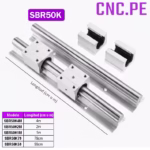 Juego de 2 guías SBR50 con ejes cromados y rodamientos SBR50UU.