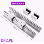 Kit de 2 guías lineales SBR50 de 4 m con ejes cromados y 4 rodamientos SBR50UU. Perfecto para maquinaria pesada o proyectos industriales que requieren máxima estabilidad.