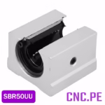 Rodamiento lineal SBR50UU para guía SBR50. Ofrece alta precisión, soporte estable y movimiento suave ideal para máquinas CNC.