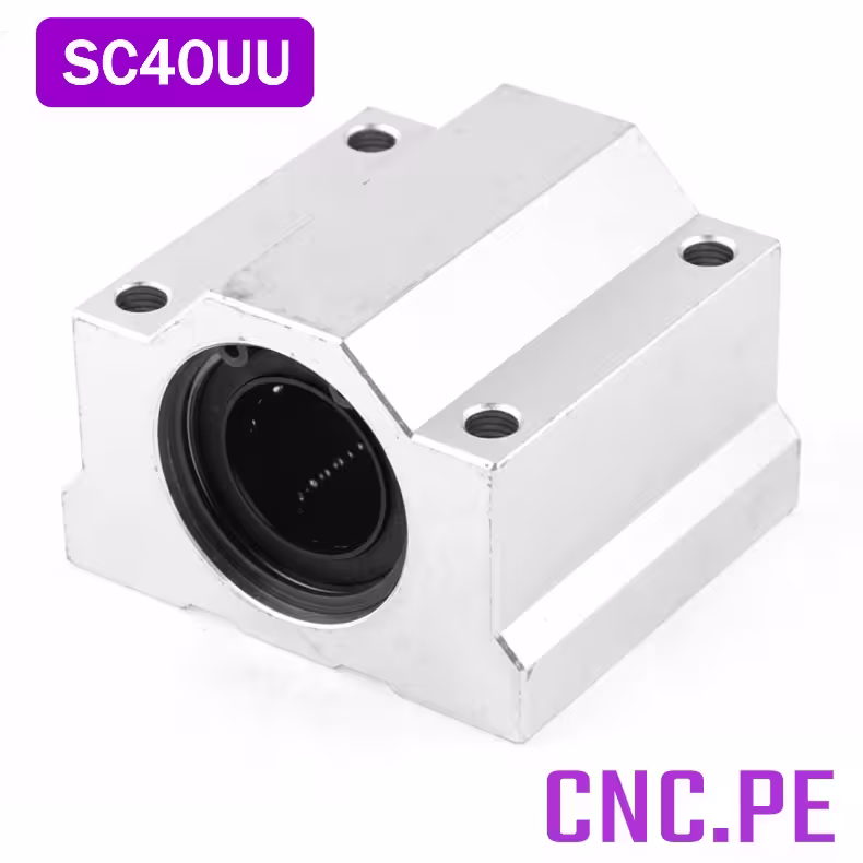 SC40UU Rodamiento lineal SC40UU para barras de 40 mm. Ofrece alta estabilidad, precisión y soporte robusto para CNC.