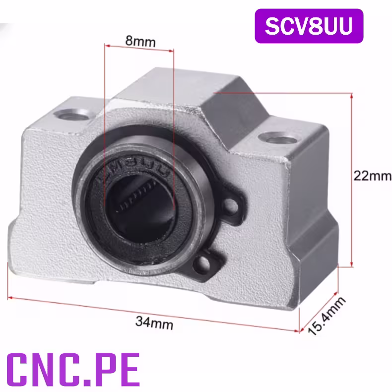 SCV8UU Rodamiento lineal SCV8UU para barras de 8 mm.
