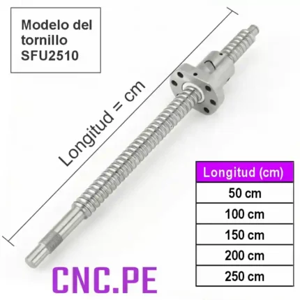 Tornillo SFU2510, ideal para CNC, automatización y equipos industriales de alta precisión y durabilidad.