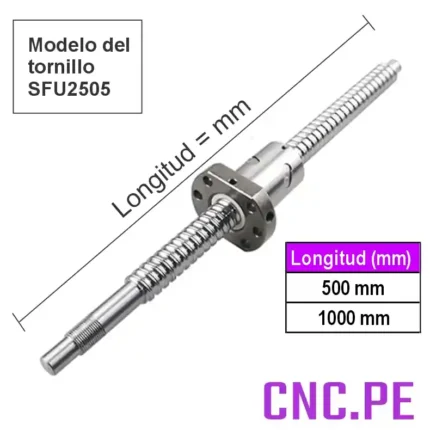 Tornillos L500mm y L1000mm. Alta precisión, bajo rozamiento y excelente rendimiento para máquinas CNC.