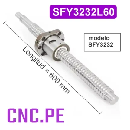 Husillo de bolas SFY3232L600mm C7. Ideal para CNC, automatización y maquinaria industrial.
