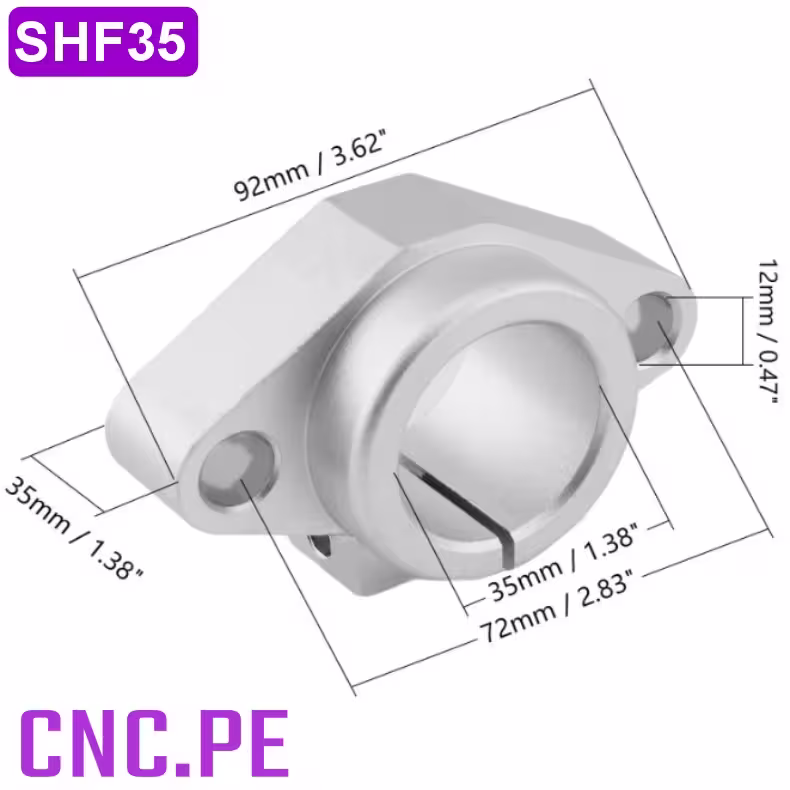 SHF35 Soporte SHF35 para ejes redondos de 35 mm, fabricado en aluminio de alta resistencia