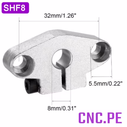 El soporte SHF8 para ejes redondos de 8mm ofrece sujeción firme, alta precisión.