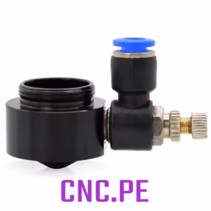 Punta de láser CO2 con rosca M22 para montura de cabezal óptico. Disponible en diferentes alturas y conector neumático para manguera de 6mm o 8mm.