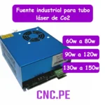 Fuente de poder industrial: HY-DY10, HY-DY13 y HY-DY20 para tubos láser CO2 de 60W a 150W. Compatibles con tubos RECI y EFR, ofrecen alta estabilidad.
