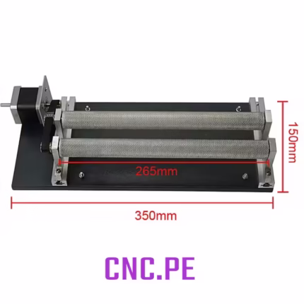 Eje rotatorio para grabado láser CO2 con motor NEMA 17, ideal para botellas, vasos y objetos cilíndricos. Precisión, estabilidad y compatibilidad con CNCs.